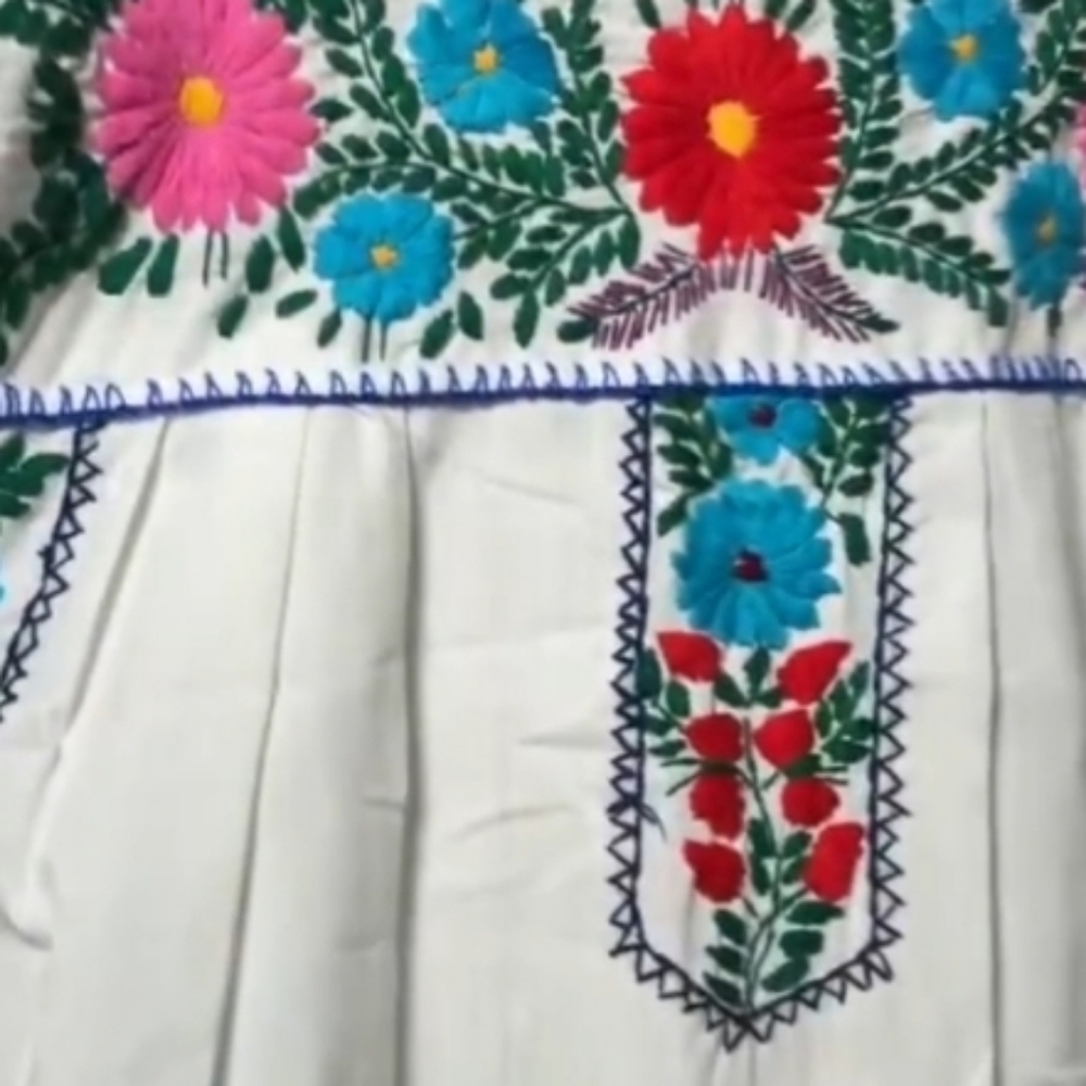 VINTAGE COTTON EMBROIDERED MIDI DRESS FLORAL BOHO SIZE S - Picture 6 of 9